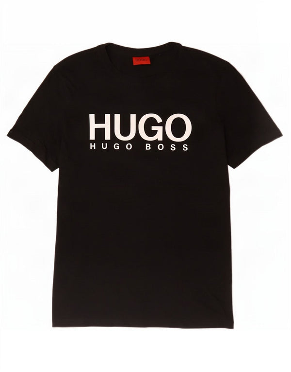Ανδρικό γραφικό T-Shirt Hugo Boss Τοπ μεσαίο μαύρο βαμβακερό