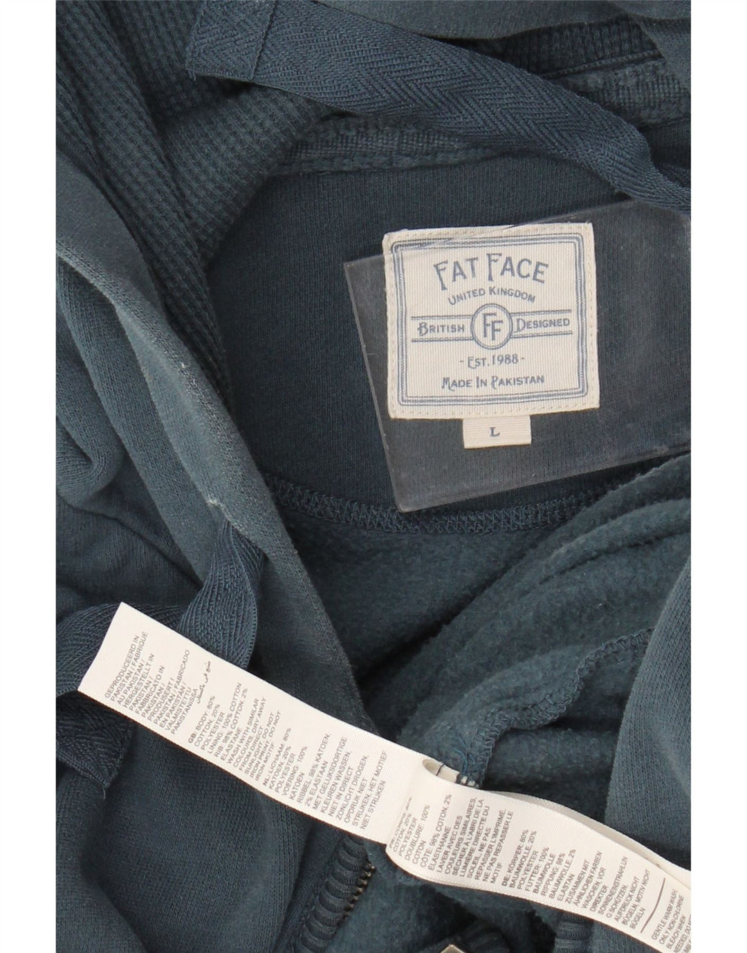 Ανδρικό πουλόβερ με φερμουάρ με κουκούλα Fat Face Μεγάλο πράσινο βαμβακερό