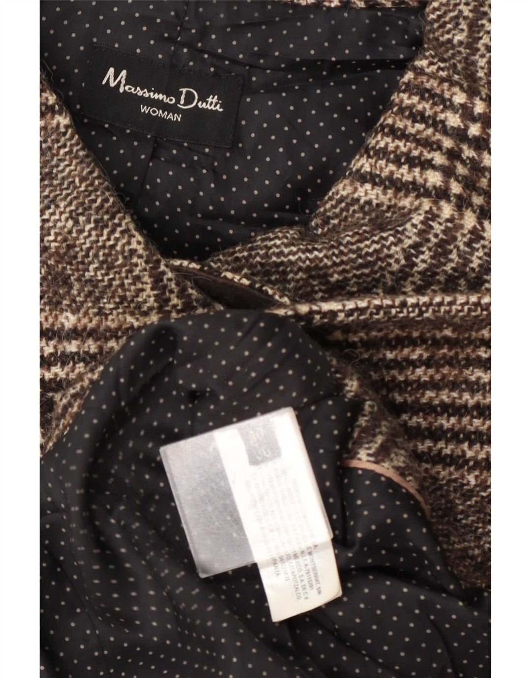 Massimo Dutti Γυναικείο παλτό με διπλό στήθος EU 40 Μεσαίο καφέ Houndstooth