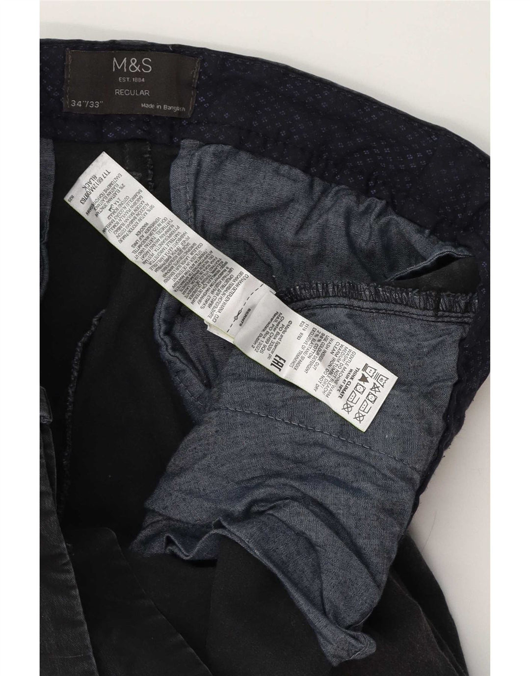 Marks & Spencer Ανδρικό παντελόνι Chino Regular W34 L33 Μαύρο βαμβακερό