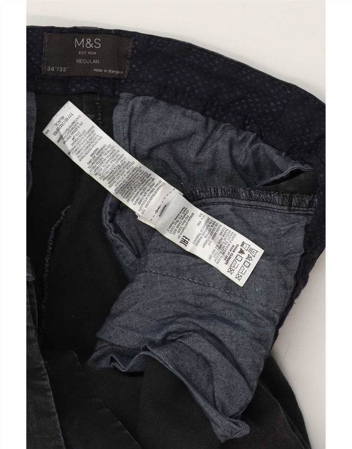 Marks & Spencer Ανδρικό παντελόνι Chino Regular W34 L33 Μαύρο βαμβακερό