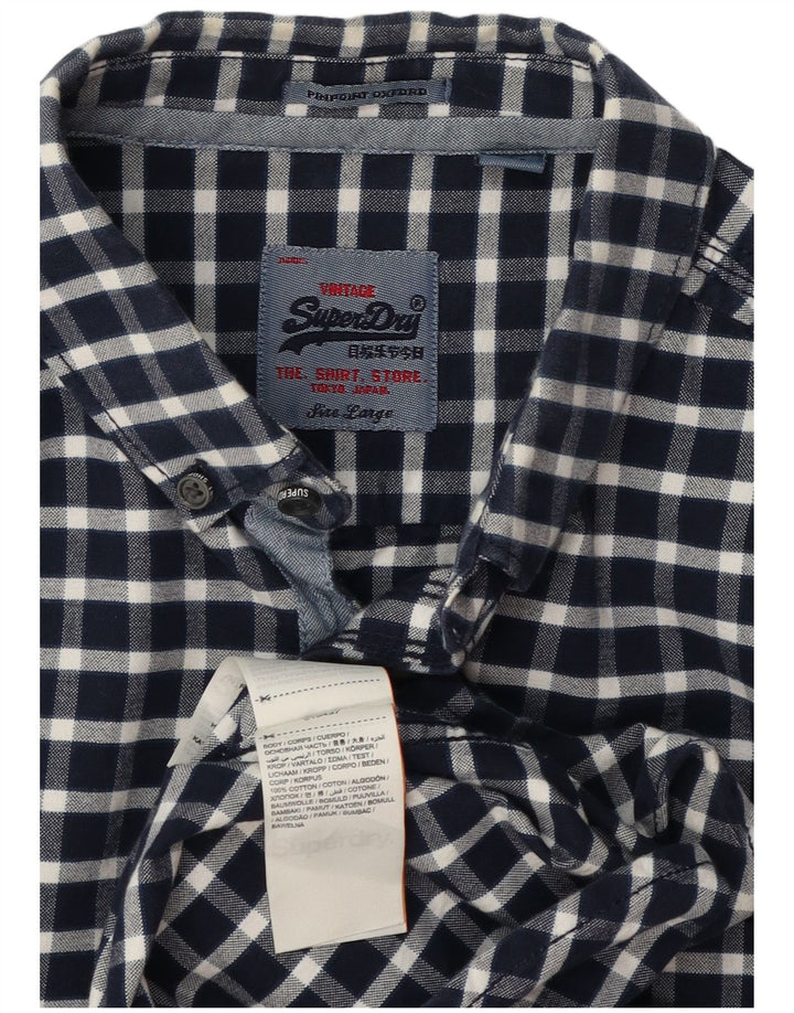 Ανδρικό πουκάμισο Superdry Large Navy Blue Check Cotton