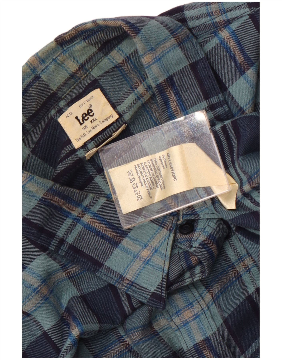 Ανδρικό πουκάμισο LEE Flannel 2XL Navy Blue Check Cotton