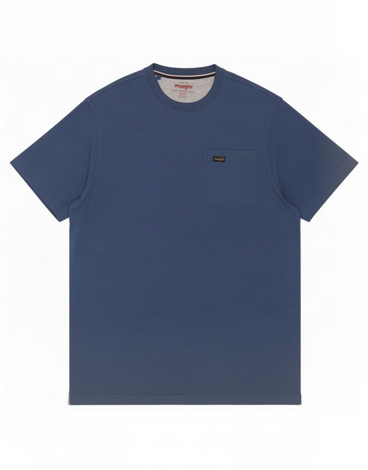 Ανδρικό T-Shirt Wrangler Top από μεσαίο μπλε βαμβακερό