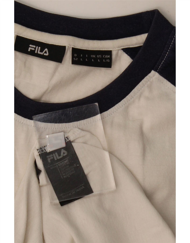 Ανδρικό γραφικό μπλουζάκι FILA Top Large White Colourblock Βαμβακερό