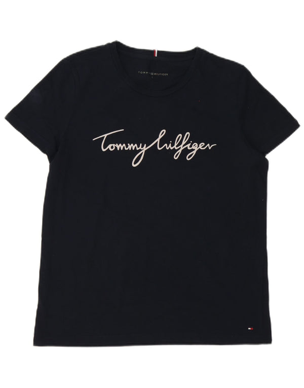 Γυναικείο γραφικό μπλουζάκι Tommy Hilfiger Top UK 16 Large Navy Blue από βαμβάκι
