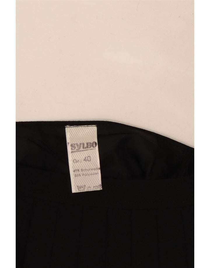 VINTAGE Γυναικεία ψηλόμεση μαχαίρι πλισέ φούστα EU 40 Medium W26 Μαύρο μαλλί