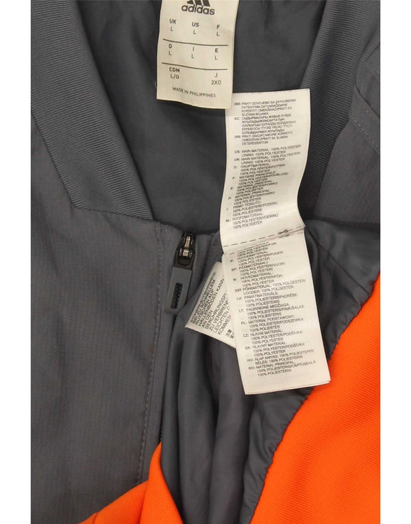 Adidas Mens Bomber Jacket UK 40 Large Grey Colourblock Polyester