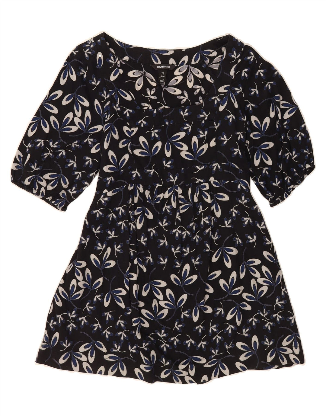 H&M Womens A-Line Dress UK 12 Medium Navy Blue Floral Vintage H&M and Second-Hand H&M from Messina Hembry 