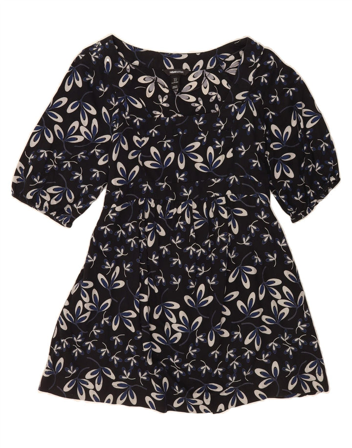 H&M Womens A-Line Dress UK 12 Medium Navy Blue Floral Vintage H&M and Second-Hand H&M from Messina Hembry 