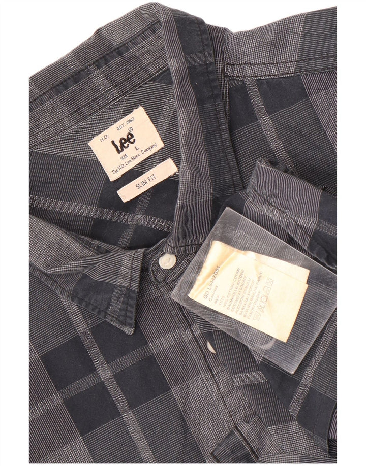 Ανδρικό πουκάμισο Lee Slim Fit Large Grey Check Cotton