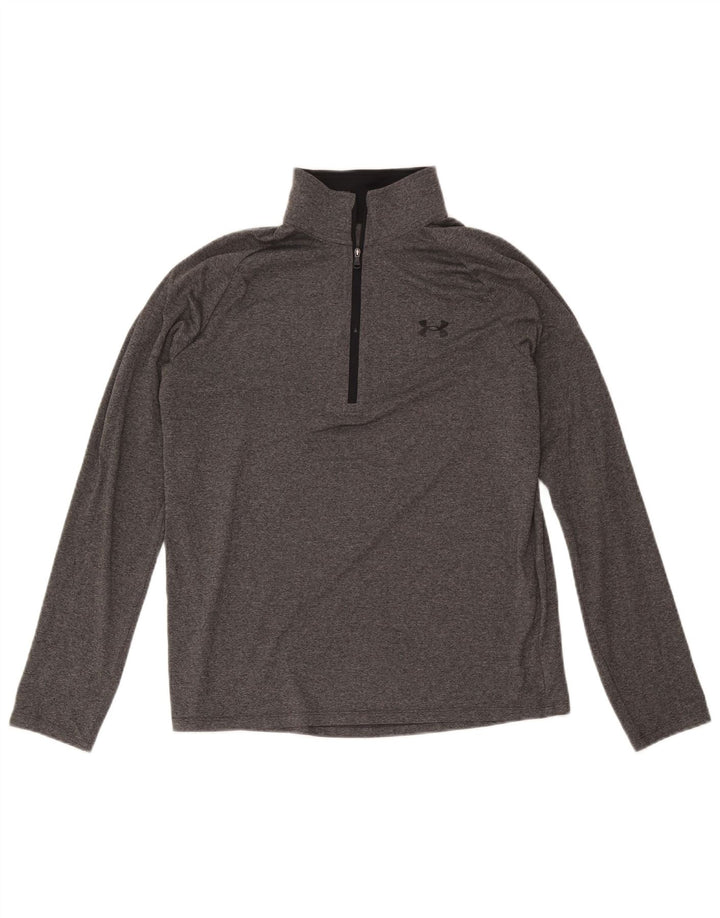 Under Armour Ανδρική μπλούζα με φερμουάρ με μακρυμάνικο μεσαίο γκρι πολυεστέρα