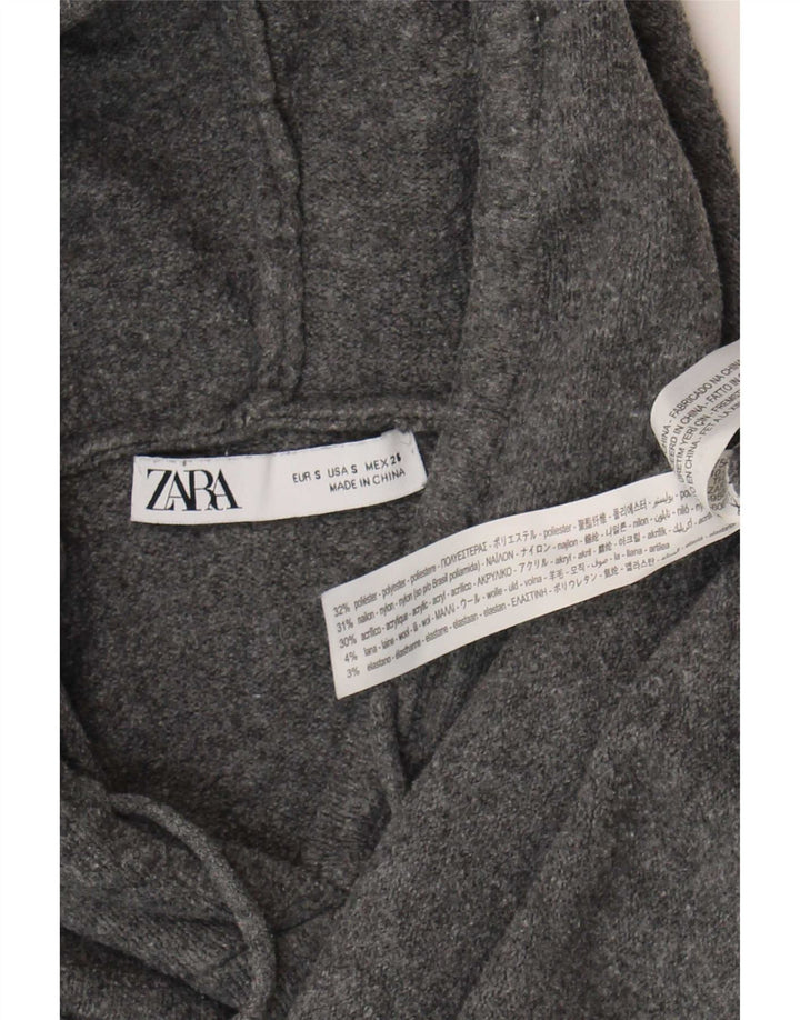 Zara γυναικείο πουλόβερ με κουκούλα UK 10 Small Grey Polyester