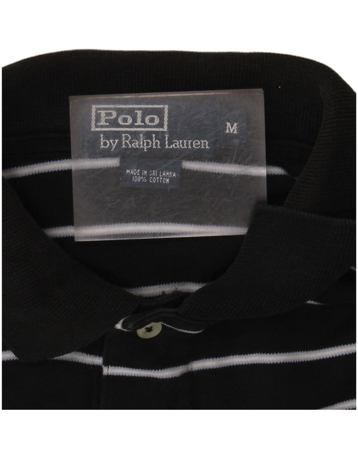 POLO RALPH LAUREN Ανδρικό πουκάμισο πόλο με μεσαίο μαύρο ριγέ βαμβακερό