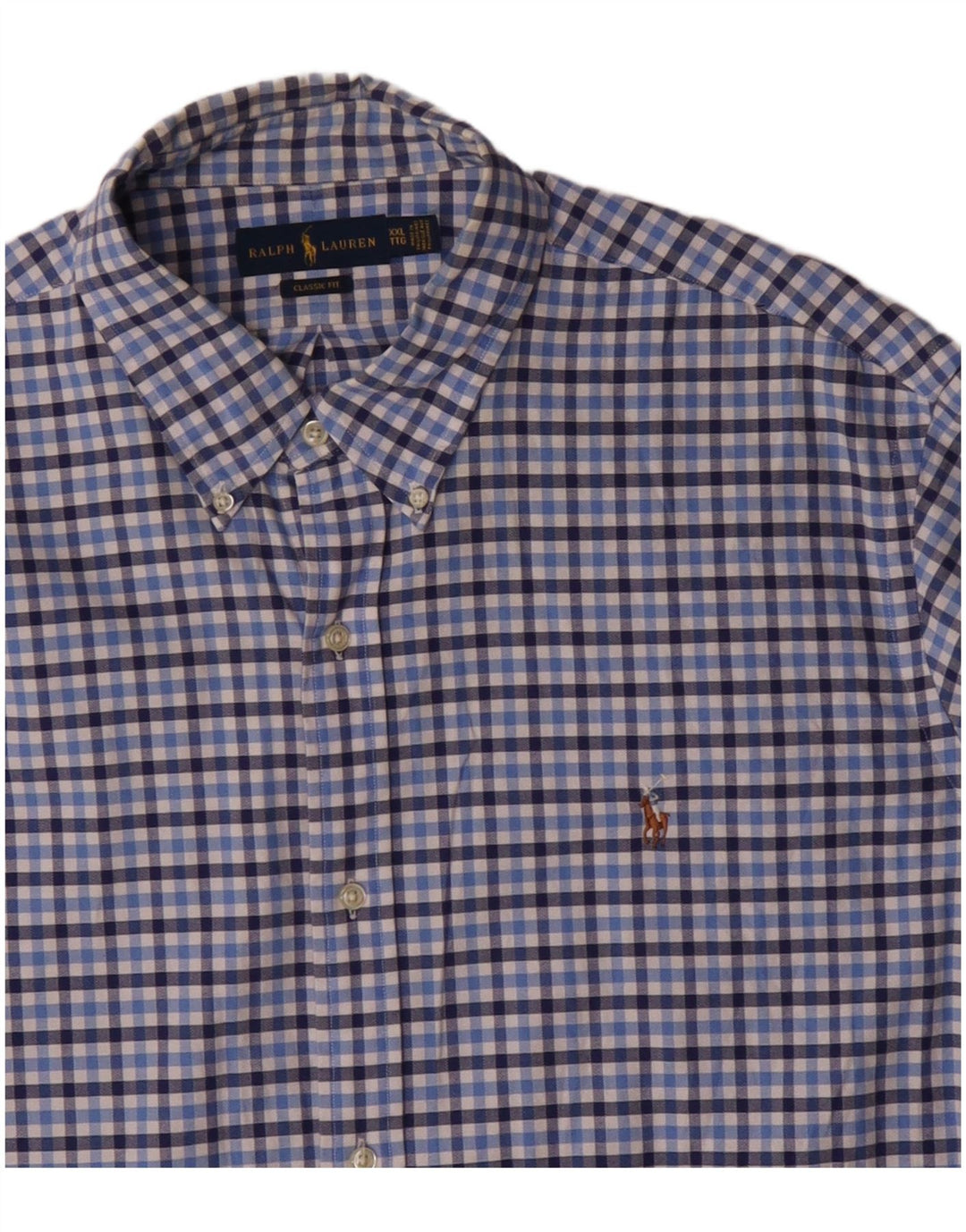 Ανδρικό πουκάμισο Ralph Lauren Classic Fit 2XL Blue Gingham Cotton