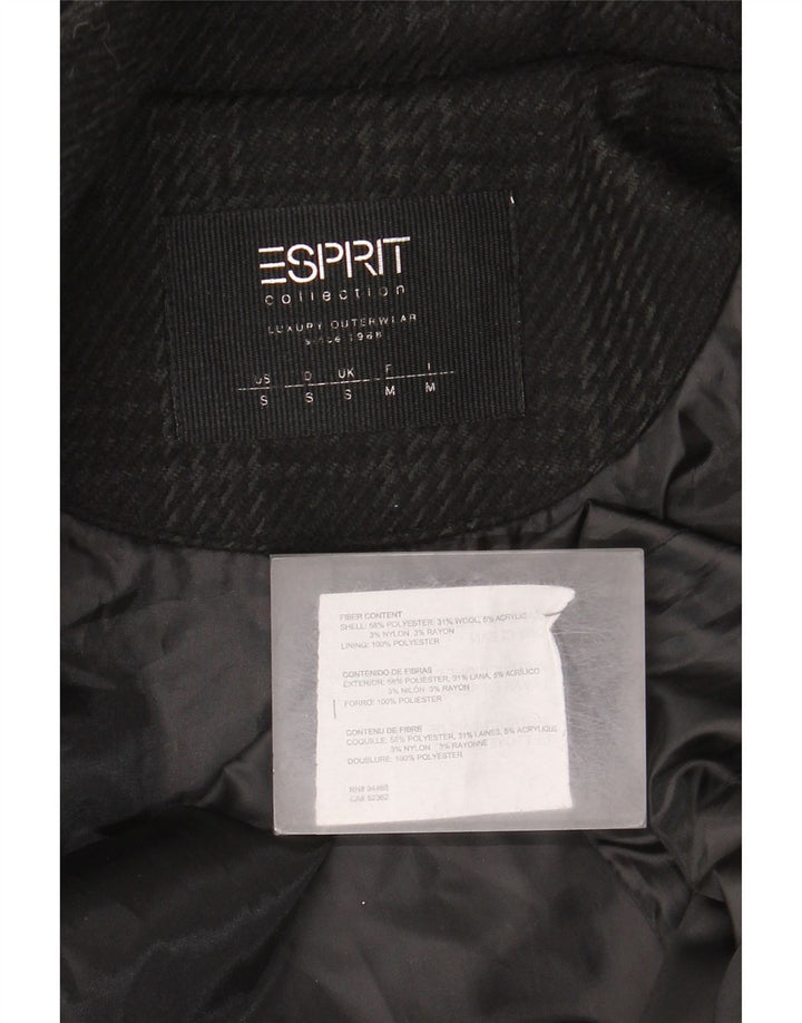 Γυναικείο παλτό Esprit με κουκούλα UK 10 Small Black Houndstooth Polyester