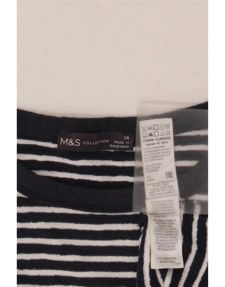 MARKS & SPENCER Γυναικείο μακρυμάνικο μπλουζάκι UK 14 Large Navy Blue ριγέ