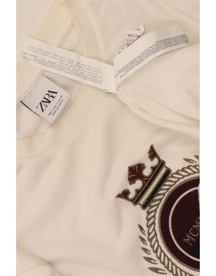 Ανδρικό γραφικό φούτερ Zara Jumper Μικρό λευκό βαμβακερό