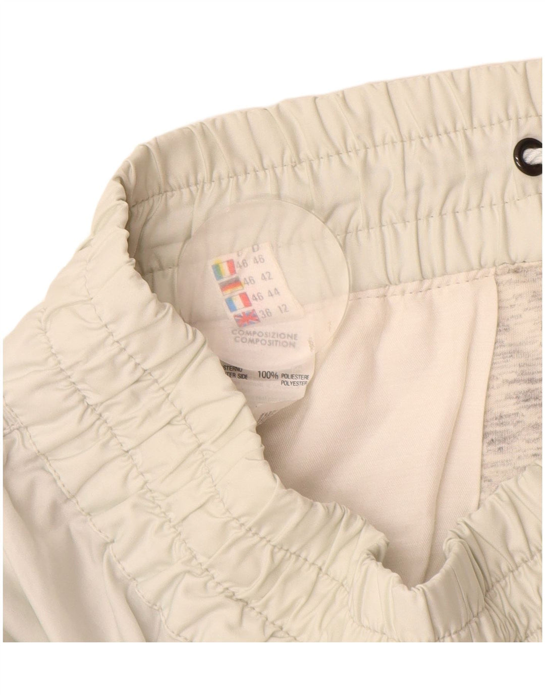 Vintage γυναικείο παντελόνι αντιανεμικό UK 12 Medium Off White Πολυεστέρας