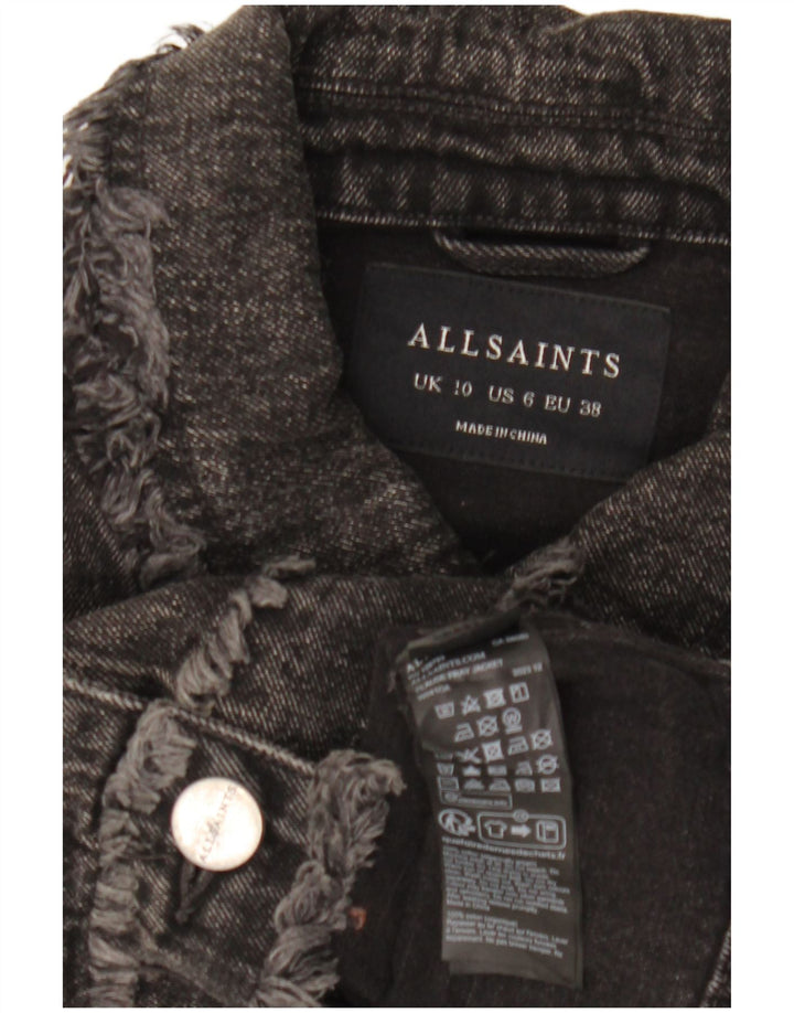 All Saints Γυναικείο Crop Oversized Τζιν μπουφάν UK 10 Small Black Cotton