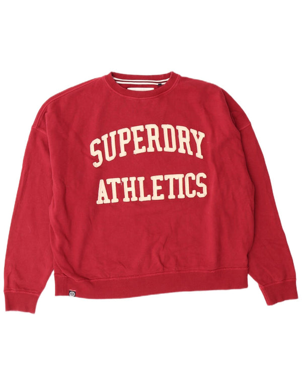 Γυναικείο γραφικό φούτερ SUPERDRY υπερμεγέθη Jumper UK 12 Medium Burgundy