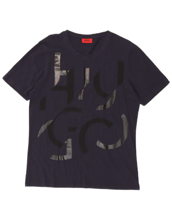 Ανδρικό γραφικό T-shirt Hugo Boss Top XL Navy Blue Cotton