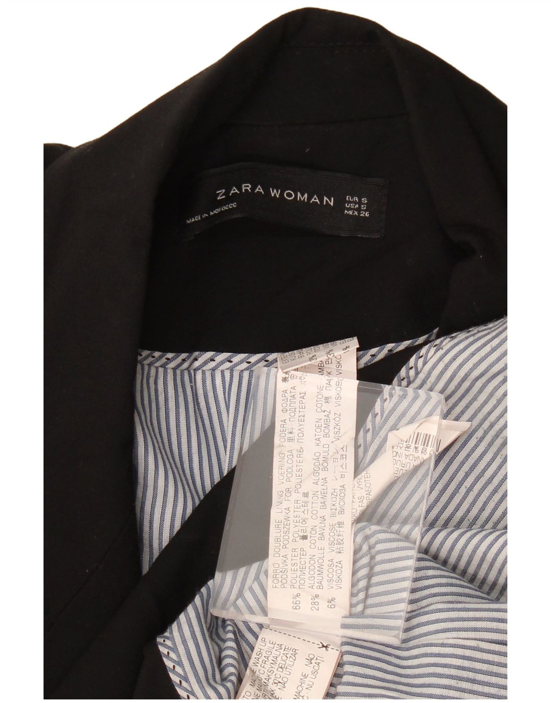 ZARA Γυναικείο Μπουφάν 1 Κουμπί Blazer UK 10 Small Black Polyester