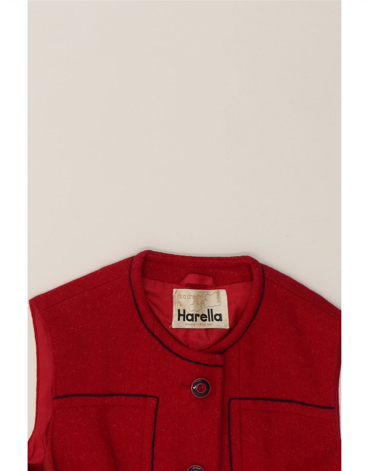 HARELLA Womens 5 Button Sleeveless Blazer Jacket UK 14 Medium Red New Wool Vintage Harella and Second-Hand Harella from Messina Hembry 