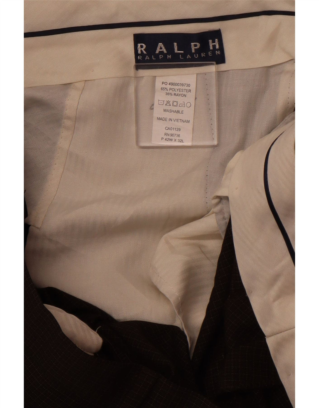 Ανδρικό ίσιο παντελόνι Ralph Lauren W42 L32 Brown Check Polyester