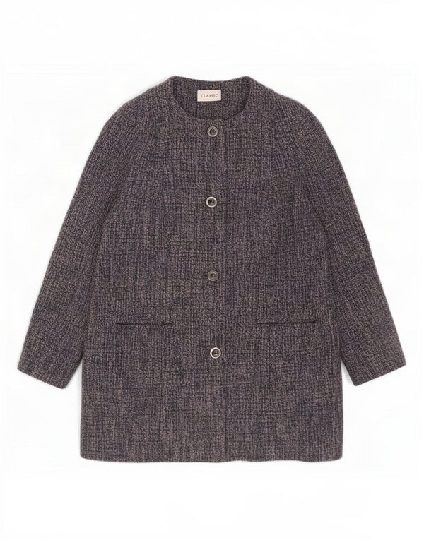 Marks & Spencer Γυναικείο Κλασικό Πανωφόρι UK 18 XL Blue Flecked Polyester