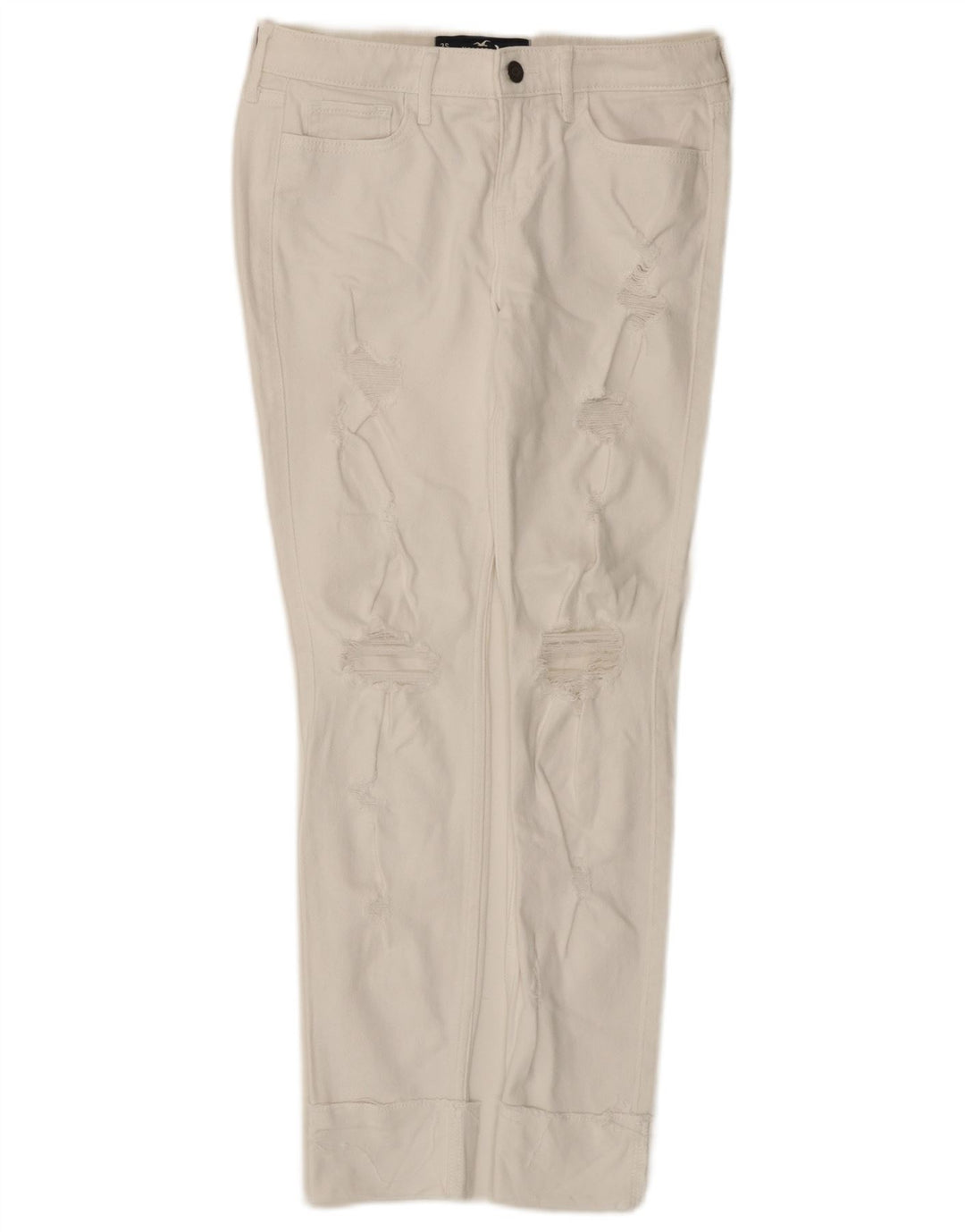 HOLLISTER Γυναικεία ταλαιπωρημένη χαμηλή μέση τζιν W26 L28 λευκό βαμβακερό