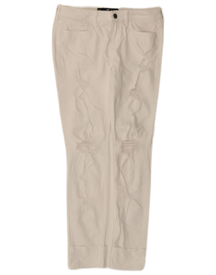 HOLLISTER Γυναικεία ταλαιπωρημένη χαμηλή μέση τζιν W26 L28 λευκό βαμβακερό