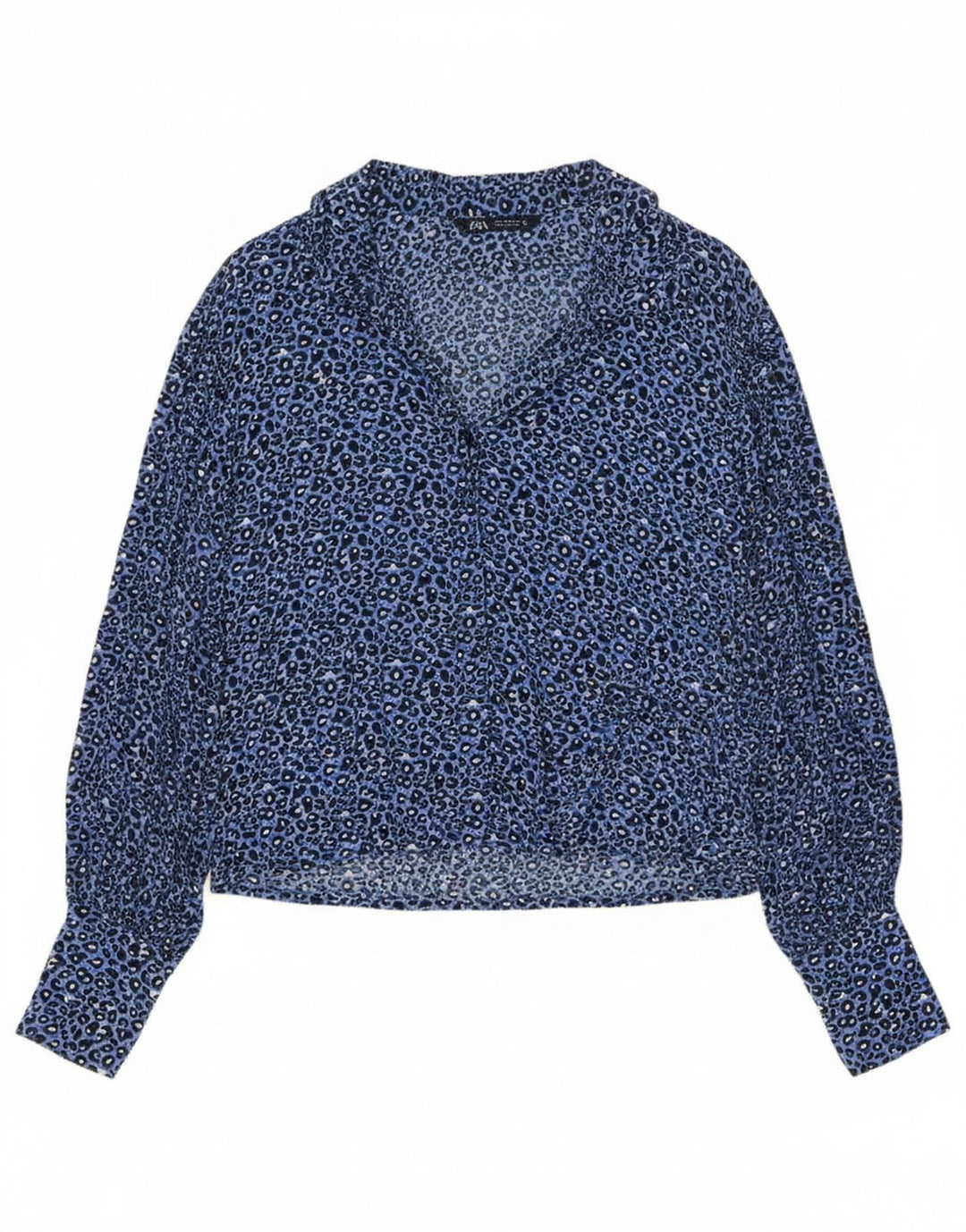 Zara Γυναικείο πουκάμισο UK 14 Medium Blue Animal Print