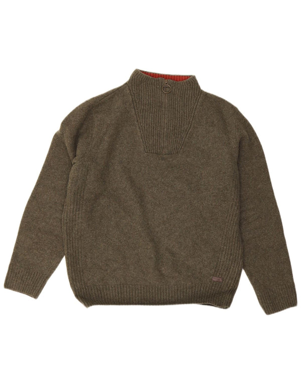 Γυναικείο πουλόβερ με φερμουάρ Barbour UK 18 XL Χακί μαλλί