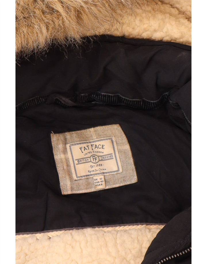 Fat Face Γυναικείο μπουφάν με κουκούλα UK 12 Medium Navy Blue Polyester