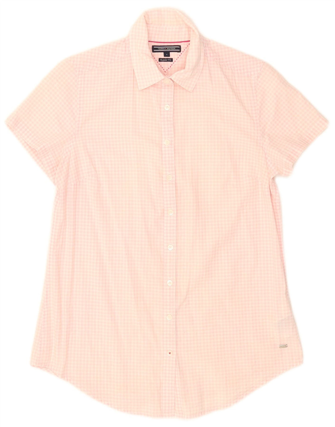 Γυναικείο κοντομάνικο πουκάμισο Tommy Hilfiger US 4 Small Pink Gingham