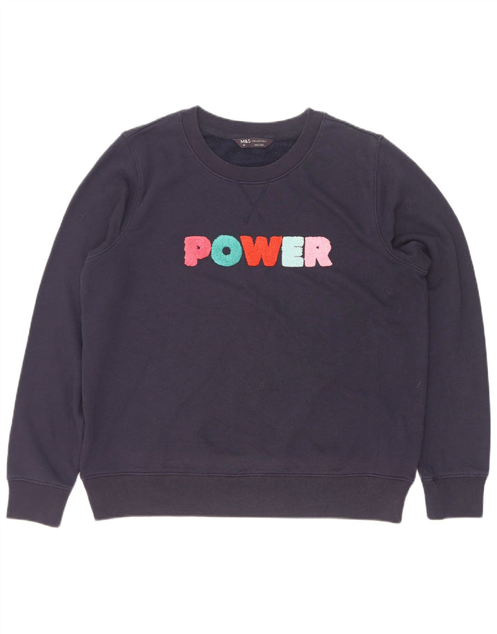 Marks & Spencer Γυναικεία γραφική φούτερ Jumper UK 14 Large Navy Blue