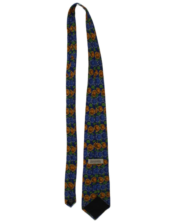 Ανδρική γραφική γραβάτα Trussardi One Size Blue Floral Silk
