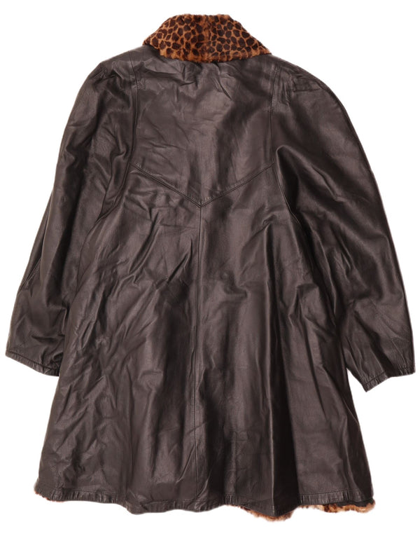 Vintage Γυναικείο Oversized Reversible Δερμάτινο Παλτό IT 46 Large Μαύρο