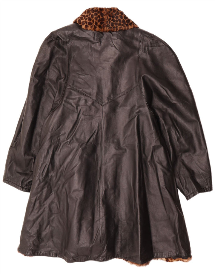 Vintage Γυναικείο Oversized Reversible Δερμάτινο Παλτό IT 46 Large Μαύρο