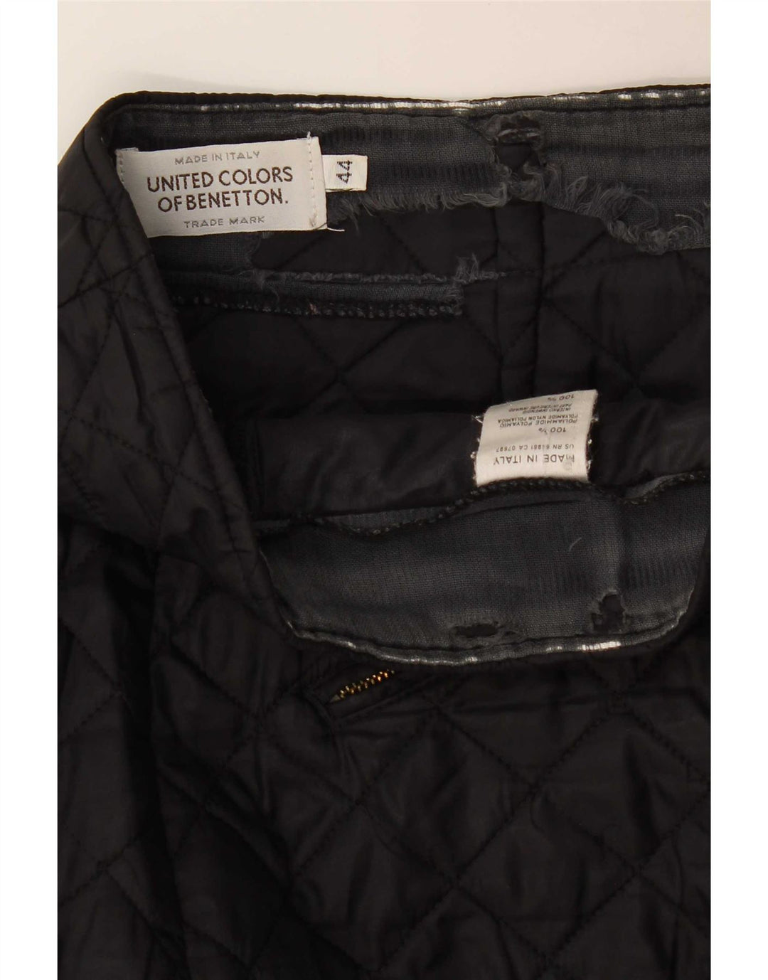 Γυναικεία καπιτονέ μίνι φούστα Benetton IT 44 Medium W30 Black Polyamide