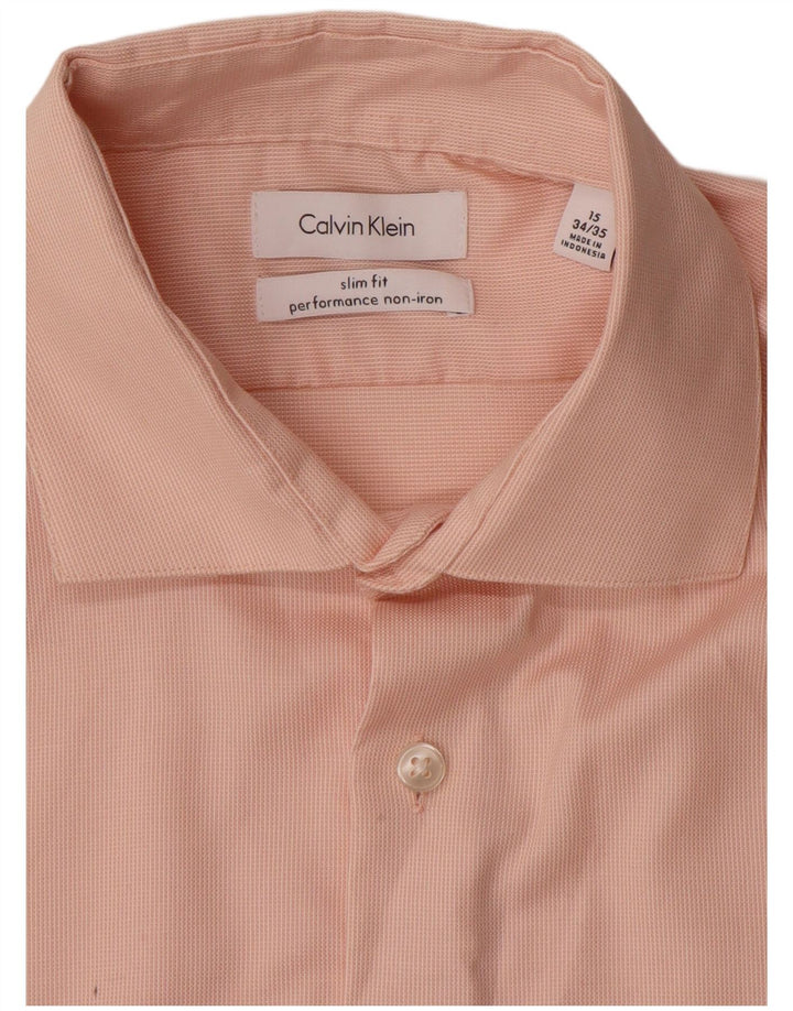 CALVIN KLEIN Ανδρικό πουκάμισο Slim Fit Μέγεθος 15 Μεσαίο Ροζ Βαμβακερό
