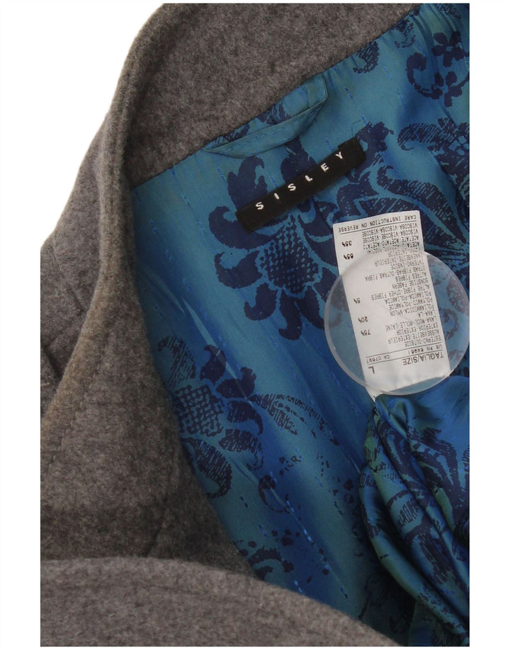 Sisley Γυναικείο Military Double Breasted Coat UK 16 Large Grey Wool