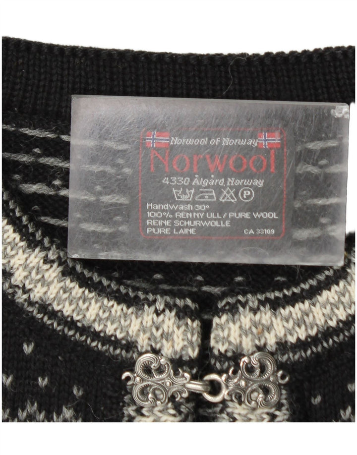 Ανδρικό πουλόβερ ζακέτα Norwool Medium Black Fair Isle New Wool