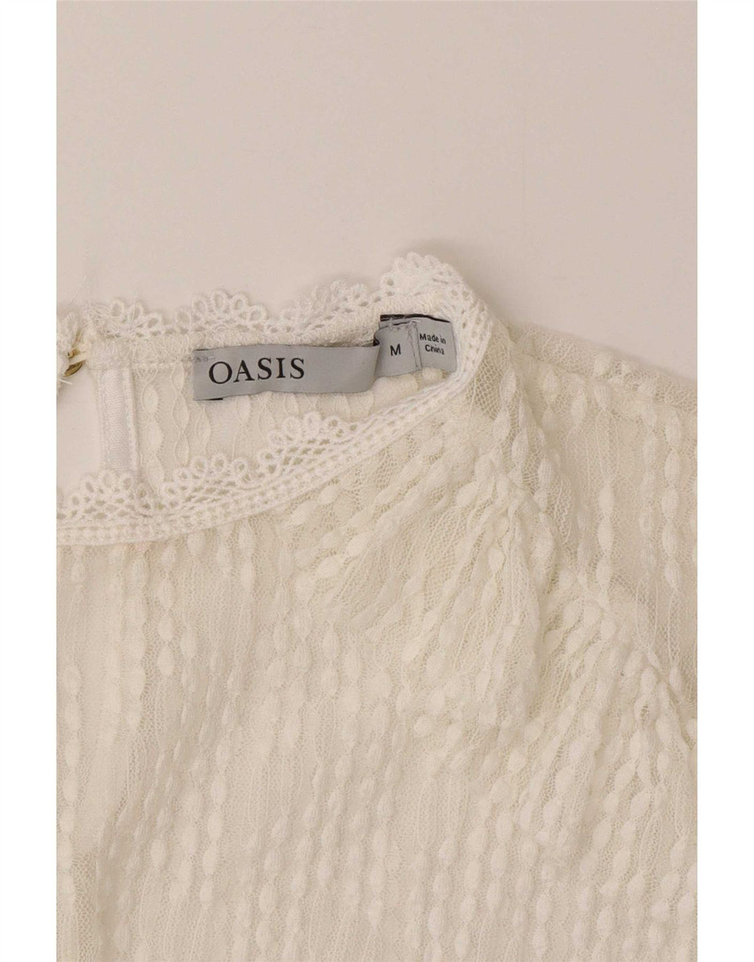 Γυναικεία μακρυμάνικη δαντέλα Oasis See Through Top UK 14 Medium White