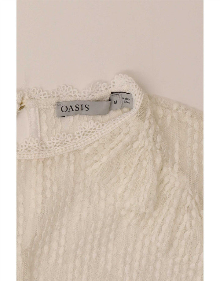 Γυναικεία μακρυμάνικη δαντέλα Oasis See Through Top UK 14 Medium White
