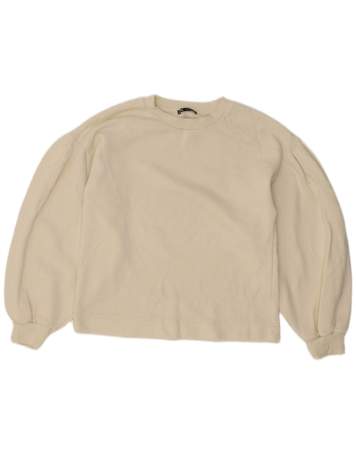 Zara Γυναικεία φούτερ υπερμεγέθη Jumper UK 10 Small Off White Βαμβακερά