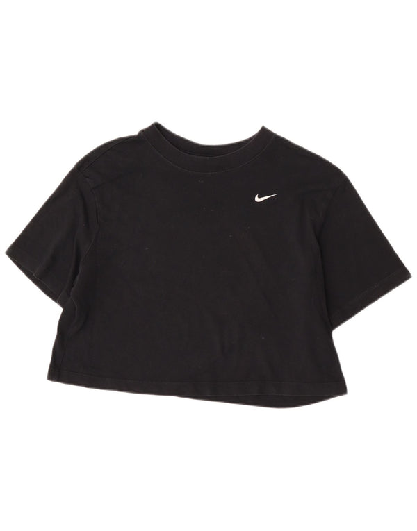 Nike Womens Crop Oversized T-Shirt Top UK 6 XS Black Cotton