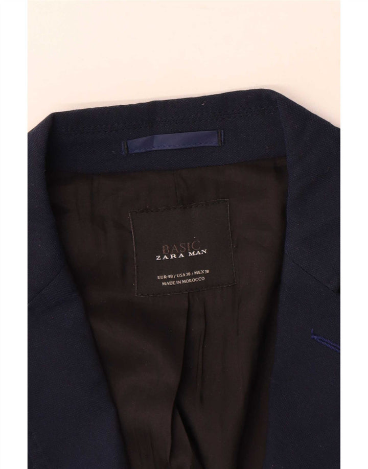 Zara Ανδρικό σακάκι μπλέιζερ με 2 κουμπιά EU 48 Medium Navy Blue Polyester