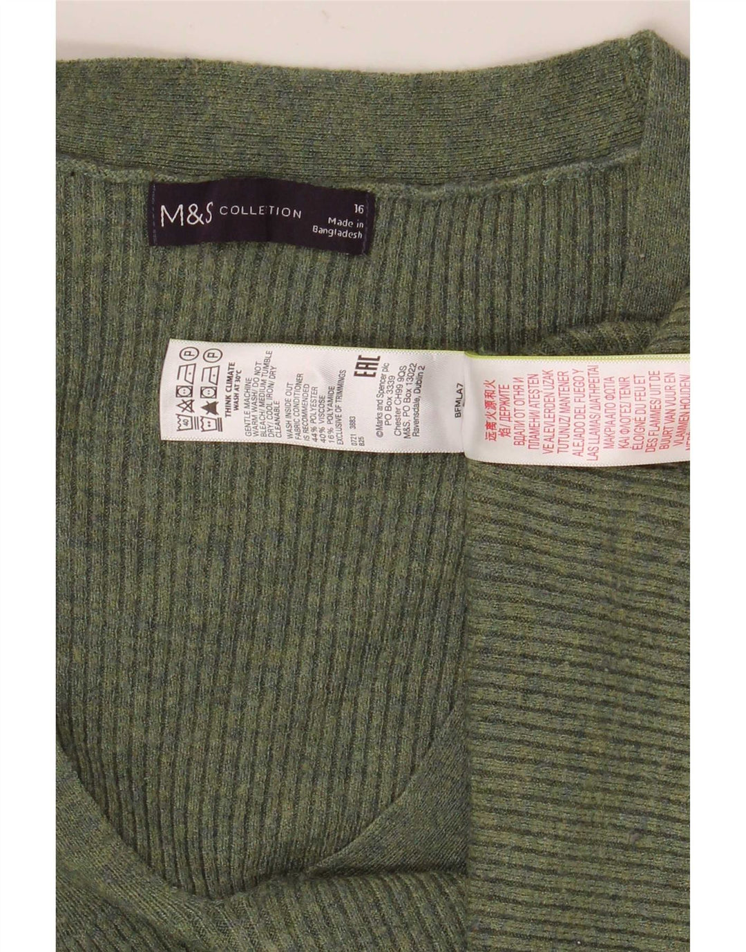 Marks & Spencer Γυναικείο πουλόβερ με λαιμόκοψη με V λαιμόκοψη UK 16 μεγάλο πράσινο πολυεστέρα